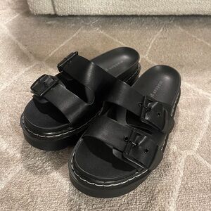 Black Double Strap Chunky Sandals